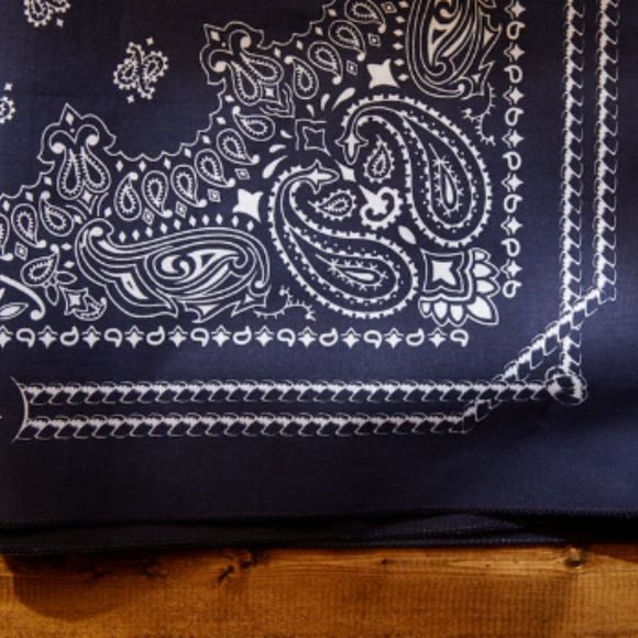 Marlboro Blue Paisley Square 22" Cotton Bandana Scarf Double-Sided Print USA New - Picture 2 of 2